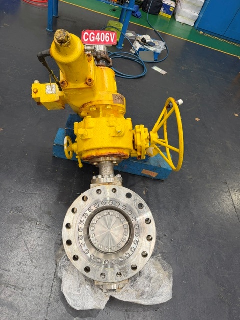 PK Valves butterfly valves and actuators laid out for overhaul