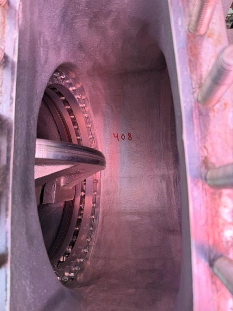 Close-up inside a PK Valves valve body showing the sealing surface